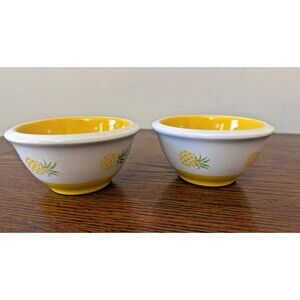 Terramoto Ceramic Pineapple Polka Dots Snack Bowl Set of 2